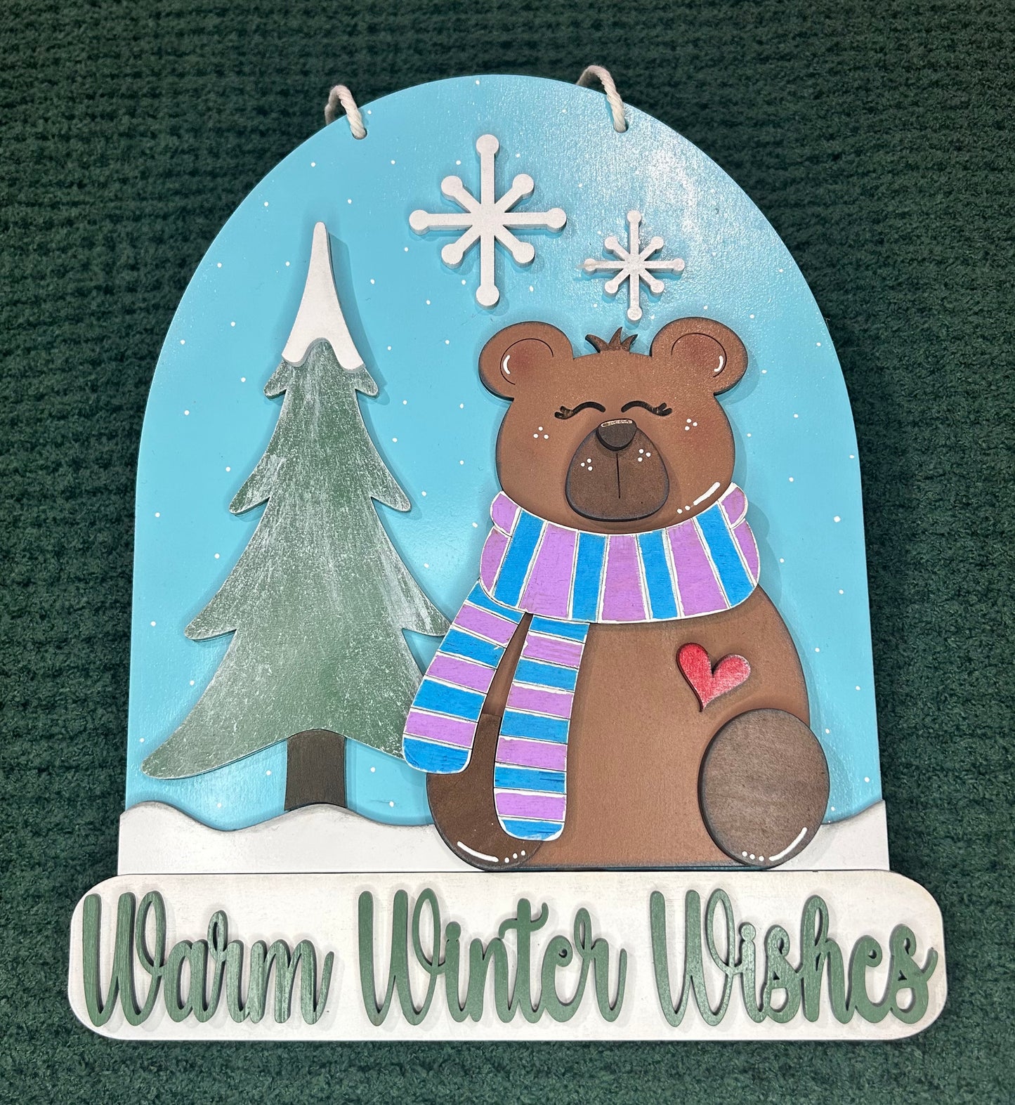 Winter Grizzly Bear Door Hanger