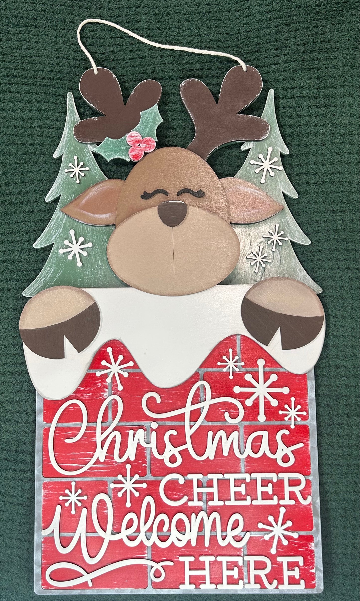 Christmas Cheer Reindeer Door Hanger
