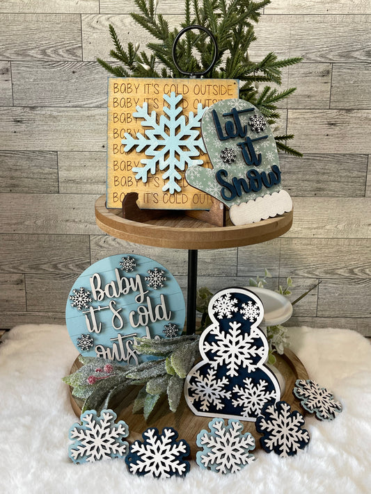 Let It Snow Tiered Tray Set