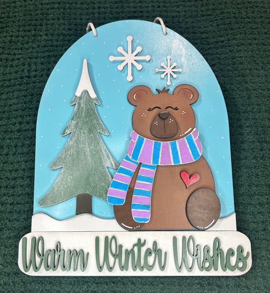 Winter Grizzly Bear Door Hanger