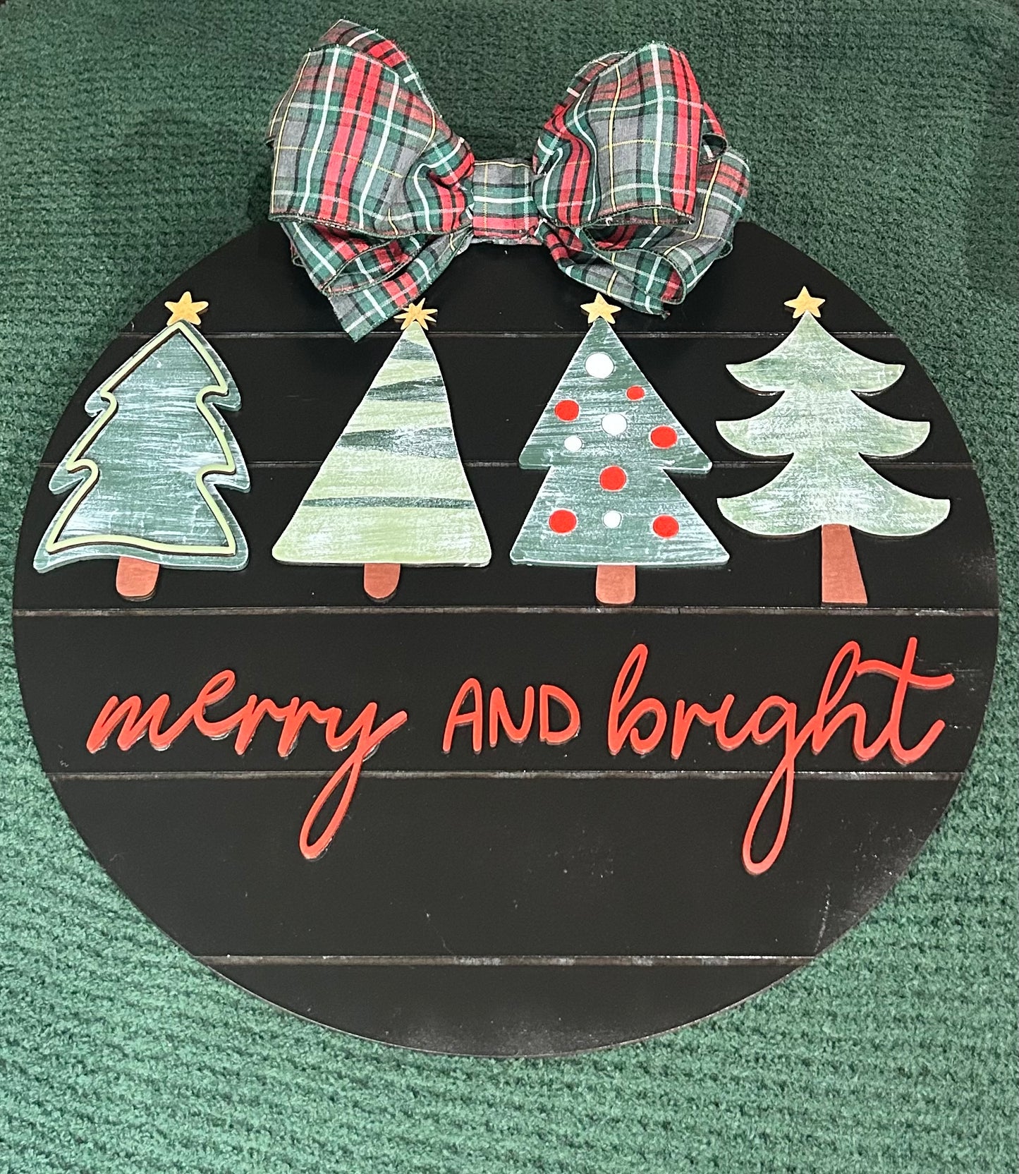 Merry and Bright Trees Door Hanger