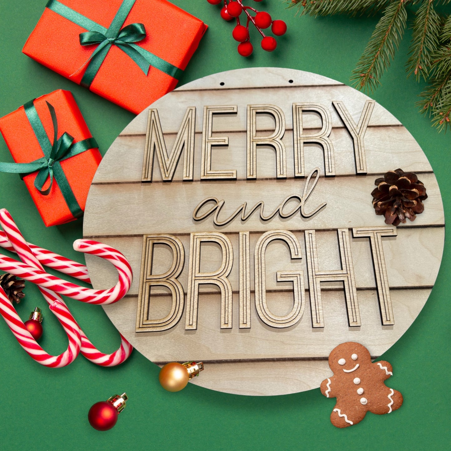 Merry and Bright Door Hanger