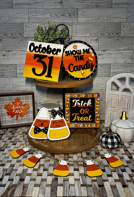 Halloween Candy Corn Tiered Tray Set